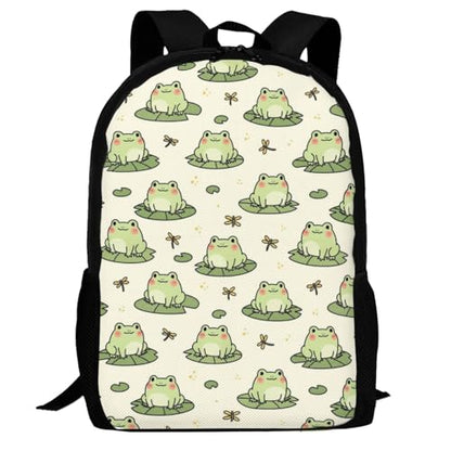 Casual Travel Rucksack Cute Frog Animal, Self-Standing, Mesh Side Pockets, for Cycling & Weekends - color: Design (408)