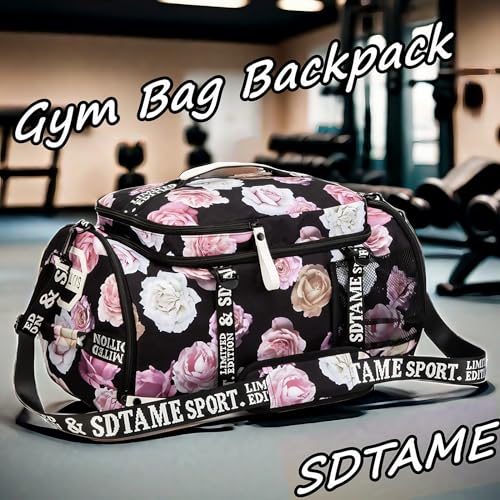 Gym Duffle Bag Backpack with Shoe Compartment,4 ways Travel Backpack for Women and Men,Multi-Functional Weekender bag with Waterproof Layer&Laptop Compartment for Fitness, Travel,Camping - color: Red