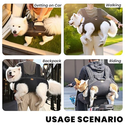Dog Lift Harness Backpack Carrier for Large Dogs, Full Body Sling with Handle, Dog Harness for Joint Injuries, Arthritis, Ideal for Stairs, Elderly Dogs (Black 2XL 50-66 LBS) - size: Black XX-Large 50-66 LBS