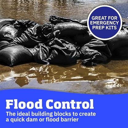 DURASACK Heavy Duty Sand Bags with Tie Strings Empty Woven Polypropylene Sand-Bags for Flood Control with 1600 Hours of UV Protection, 50 lbs Capacity, 14x26 inches, Black, Pack of 20 - color: Black, size: 20 Sandbags