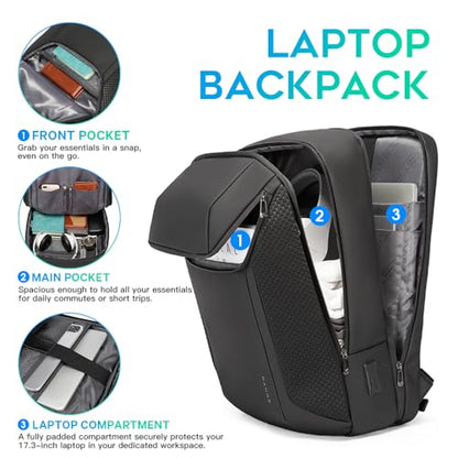 BANGE Smart Business Laptop Backpack Waterproof can fit 15.6-17.3 Inch Laptop with 3.0 USB charging port for men and women - color: Black