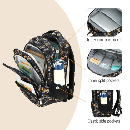 abshoo Lightweight Kids Backpack For Boys Bookbag (Excavator Black) | Multi-pocket,Front chest buckle,Reflective strip, Breathable widened strap, Elementary Kindergarten School Bags - color: Excavator Black