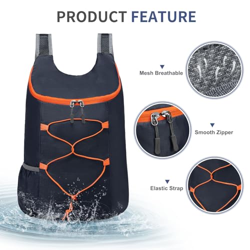 20L Small Hiking Backpack Lightweight Packable Daypack Navy - color: Navy Blue