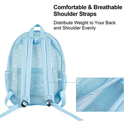 COVAX Heavy Duty Mesh Backpack, See Through College Backpack with Padded Shoulder Straps for Commuting, Swimming, Travel, Beach, Outdoor Sports (Blue) - color: Blue