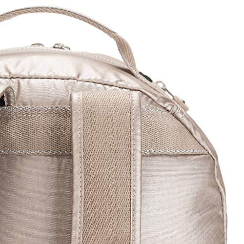 Kipling Women's Seoul 15" Laptop Backpack, Durable, Roomy with Padded Shoulder Straps, Built-In Protective Sleeve - color: Metallic Glow, size: 12.75''L x 17.25''H x 8''D