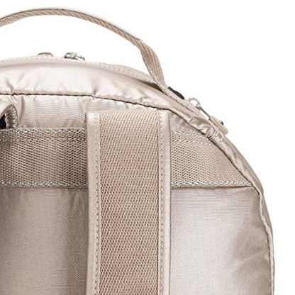 Kipling Women's Seoul 15" Laptop Backpack, Durable, Roomy with Padded Shoulder Straps, Built-In Protective Sleeve - color: Metallic Glow, size: 12.75''L x 17.25''H x 8''D