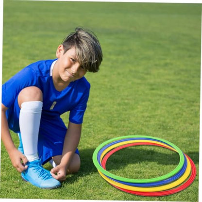 4pcs Soccer Agility Training Rings Sturdy Plastic Sport Rings for Speed and Coordination for Football Players Outdoor Fitness Equipment for Drills and Exercises