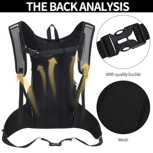 18L Hydration Backpack, Lightweight Breathable Hiking Backpack with Reflective Strips, for Riding Camping Running Commuting - color: Gray
