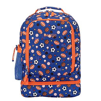 Bentgo Kids 2-in-1 Backpack & Insulated Lunch Bag - Durable 16” Backpack & Lunch Container in Unique Prints for School & Travel - Water Resistant, Padded & Large Compartments (Sports) - color: Sports