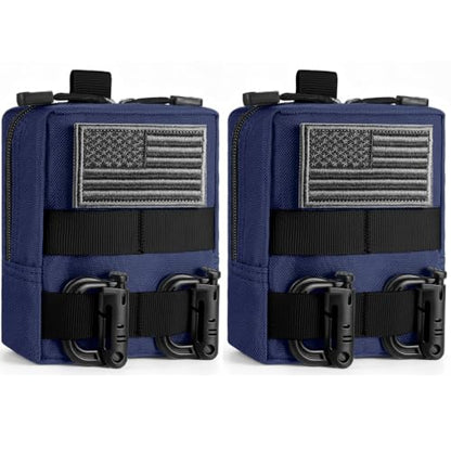 FRTKK 2 Pack Molle Pouches - Tactical Compact Water-Resistant EDC Pouch Bag Small Utility Pouch - color: 2 Pack - Blue