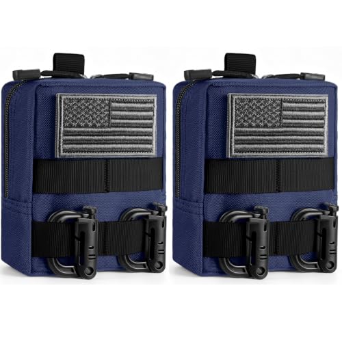 FRTKK 2 Pack Molle Pouches - Tactical Compact Water-Resistant EDC Pouch Bag Small Utility Pouch - color: 2 Pack - Blue