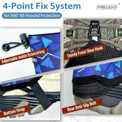 Frelaxy Ultralight Trail Gaiters for Hiking & Running – Breathable, Wear-Resistant Low Shoe Gaiters, Protect Feet from Rocks, Mud, Dust & Debris - color: Blue