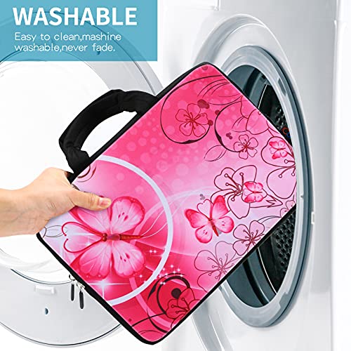 icolor 14 15 15.4 15.6 inch Laptop Handle bag Computer Protect Case Pouch Holder Notebook Sleeve Neoprene Cover Soft Carring Travel Case for Dell Lenovo Toshiba HP Chromebook ASUS Acer Pink ICB-10 - color: Pink Butterfly
