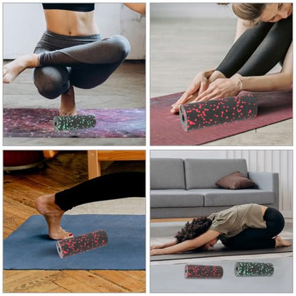 DOITOOL 2pcs Mini Exercise Foam Roller Column Muscle Massaging Roller Lightweight Hollow Fitness Roller for Home and Travel Green and Red
