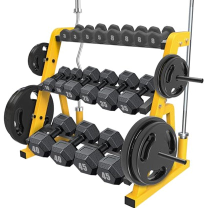Kipika Heavy Duty 3 Tier Dumbbell Rack Multifunctional, Weight Rack for Dumbbells, Home Gym Equipment, Suitable for Storage of Dumbbell, Kettle Bell, Barbell Plate, Barbell Bar - color: 3 Tier Tilt Shelf