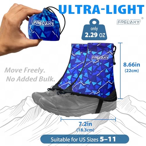Frelaxy Ultralight Trail Gaiters for Hiking & Running – Breathable, Wear-Resistant Low Shoe Gaiters, Protect Feet from Rocks, Mud, Dust & Debris - color: Blue