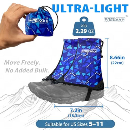 Frelaxy Ultralight Trail Gaiters for Hiking & Running – Breathable, Wear-Resistant Low Shoe Gaiters, Protect Feet from Rocks, Mud, Dust & Debris - color: Blue