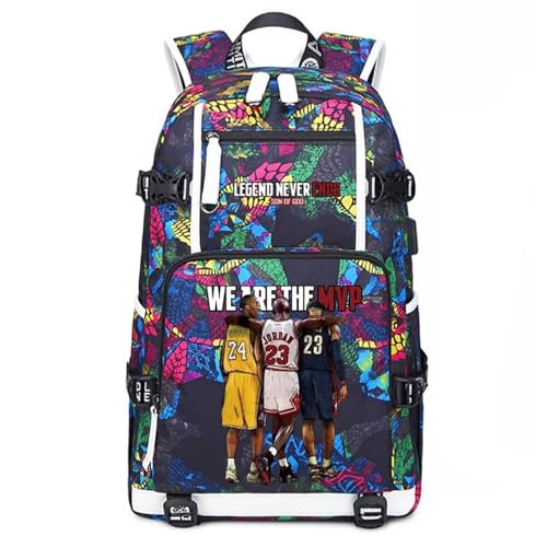 Basketball Legend Never Ends Multifunction Backpack Travel Laptop Daypack Fans Bag For Men Women (Style 5) - color: Purple Pattern - 1