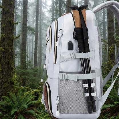 Spacious And Lightweight Outdoor Travel Backpack Featuring a Shoe Compartment - Ideal for Hiking, Camping, And (white) - color: White