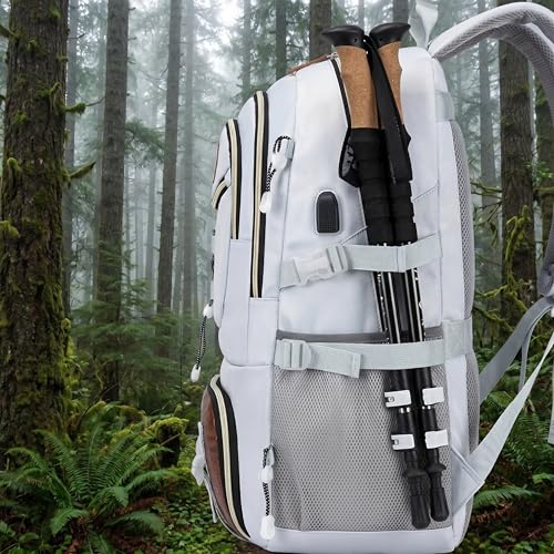 Spacious And Lightweight Outdoor Travel Backpack Featuring a Shoe Compartment - Ideal for Hiking, Camping, And (white) - color: White