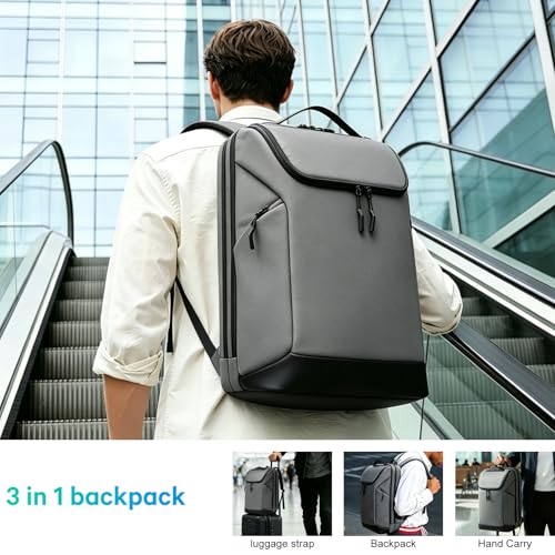 FUTURE AESTHETICS Business Commute Backpack for Men and Women, Waterproof 15.6 Inch Laptop Backpack, Durable Flight-Approved Travel Backpack for Work/College,Grey - color: Grey