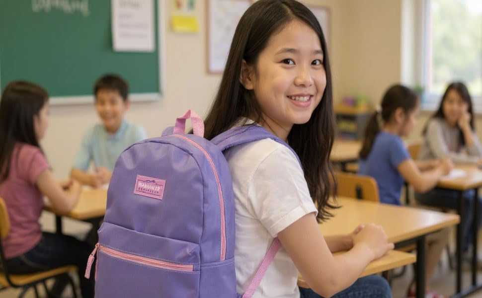Trail maker Classic 17 inch Backpacks with Adjustable Padded Straps | School Backpacks for Girls, Boys (Purple) - color: Purple