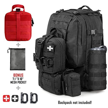 LIVANS 1000D First Aid Bag Empty Medical Ifak Pouch Molle EMT Pouches Rip-Away Tactical Military Trauma Emergency Medic Bag - color: Red(7.1"l X 3.5"w X 8"h)