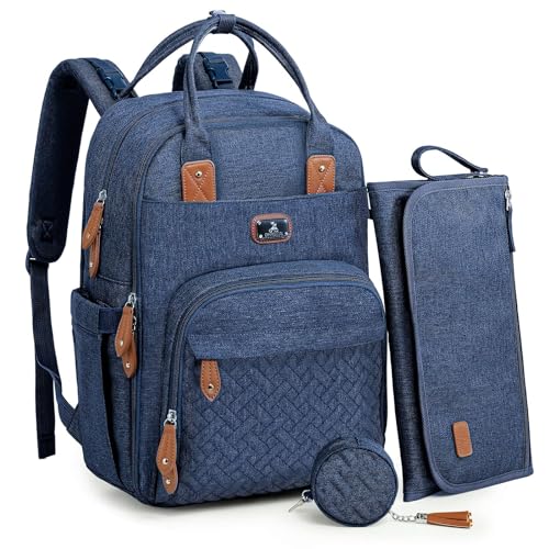 Dikaslon Diaper Bag Backpack with Portable Changing Pad, Pacifier Case and Stroller Straps, Large Unisex Baby Bags for Boys Girls, Multipurpose Travel Back Pack Moms Dads, Peacock blue - color: Peacock Blue