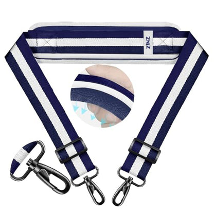ZINZ 74" Shoulder Strap with Fixed Pad and Dual Balanced Buckles，Blue-White-Blue Stripe - color: Blue-white-blue Stripe