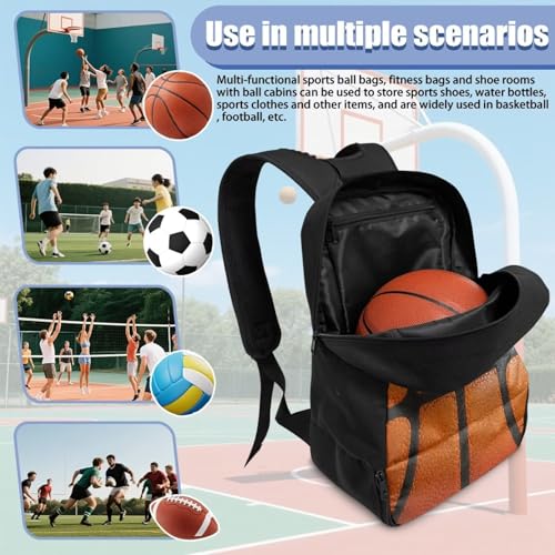Basketball Backpack With Separate Ball Compartment And Shoes Fit Basketball Volleyball Football - color: Basketball Pattern