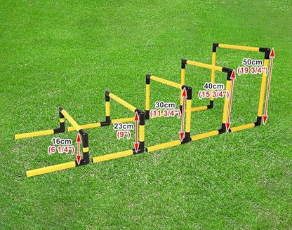 Obstacle Hurdles Training Equipment 5 Pcs, Lightweight Speed and Agility Hurdles, Portable Different Heights Mini Hurdles, for Kid Adult Athletes(Yellow)