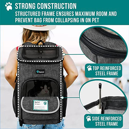 PetAmi Dog Backpack Carrier, Airline Approved 4-Way Entry Cat Backpack Carrier, Ventilated Mesh, Collapsible Pet Carrier for Small Puppy, Kitten, Hiking, Travel Car, Vet, up to 18 lbs, Charcoal Gray - color: Charcoal