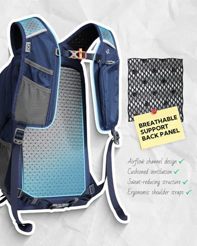 WATERFLY Small Lightweight Hiking Backpack: 20L Outdoor Daypack with Phone Pocket, Hydration Compatible, Breathable Backpanel, Multi-Compartment for Camping Trekking Travel Women Men - color: Blue