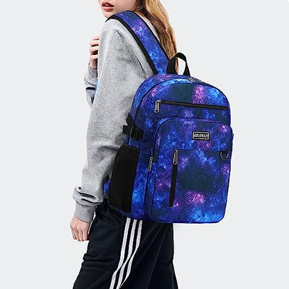 MIRLEWAIY Classical School Backpack Lightweight Bookbag Casual Daypack Travel Work Bag For Teenagers College Girls boys - color: Black Purple