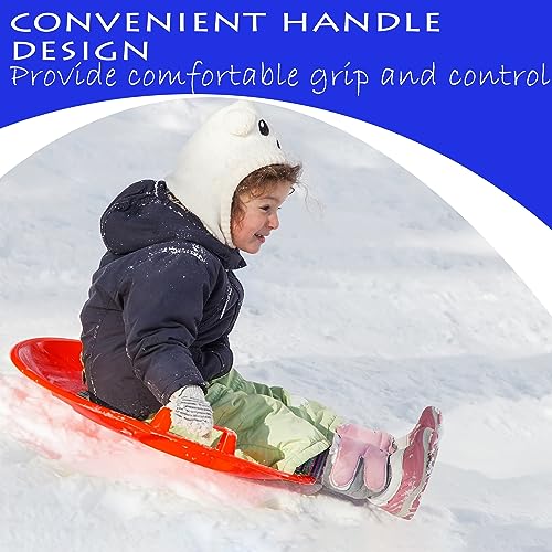 Slippery Racer Heavy-Duty Cold Resistant Downhill Pro Adults and Kids Plastic Outdoor Winter Saucer Disc Snow Sled with Handles - size: 1 PACK, style: RED