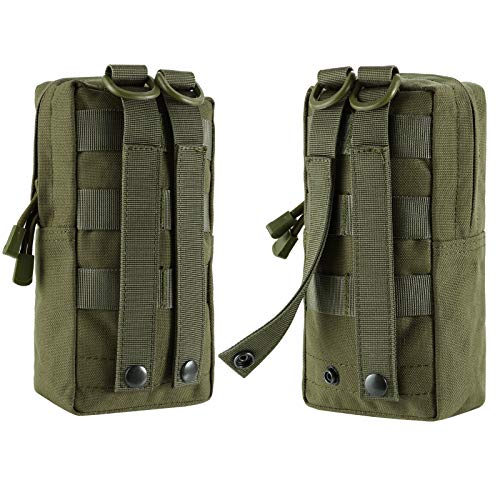 FRTKK 2 Pack Molle Pouches - Tactical Compact Water-Resistant EDC Pouch Bag Small Utility Pouch - color: 2 Pack-Army green 3