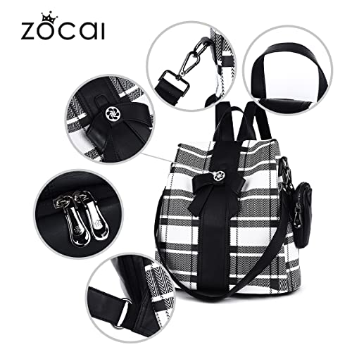 ZOCAI Backpack Purse for Women Fashion Backpack Purses PU Leather Daypacks Anti-Theft Shoulder Bag Satchel Purse - color: 7black/Black
