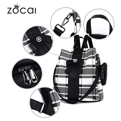 ZOCAI Backpack Purse for Women Fashion Backpack Purses PU Leather Daypacks Anti-Theft Shoulder Bag Satchel Purse - color: 7black/Black