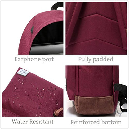 Backpack for Men Women,VASCHY Classic Water-resistant Lightweight Travel School Backpack Casual Daypack - color: Burgundy
