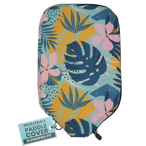 Palms-O-Aces Pickleball Paddle Cover | Canvas Padded Pickleball Paddles Sleeve with Zipper | Lightweight Protective Paddle Case for Standard Paddles | Paddle Cover Accessory - color: Mod Tropics, size: Elongated - 12.75" x 8"