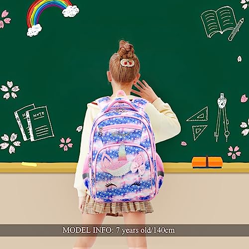 Cusangel Backpack for Girls Boys School Bookbags Kindergarten Elementary Lightweight Waterproof Multifunctional Large Capacity for Backpack (16 inch Sky Unicorn Fun Prints) | SKy Unicorn Elementary lightweight Waterproof Large Backpack with chest buckle 6