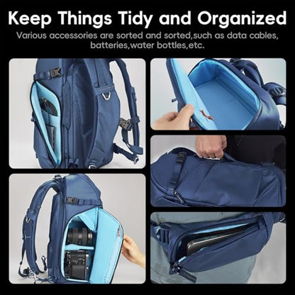 Summit Creative 26L Camera Backpack – Water-Resistant DSLR & Mirrorless Photography Bag with Lens, Tripod Holder & 16" Laptop Compartment – Blue - color: 26L Blue