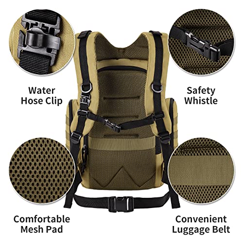 SHARKMOUTH Diaper Bag Backpack for Dad and Mom, Military Molle diaper Pack with Insulated Bottle Holders and Wipe Pocket - color: Tan