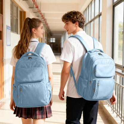 Backpack for Women Men Lighweght Casual Daypack Classic Waterproof Travel Daypack - color: Light Blue