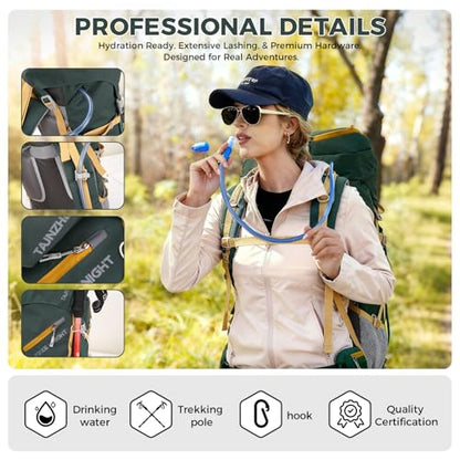 Bseash 65L Waterproof Hiking Camping Backpack with Rain Cover, Outdoor Sport Travel Daypack for Climbing Touring (Wine Red) - color: Wine Red