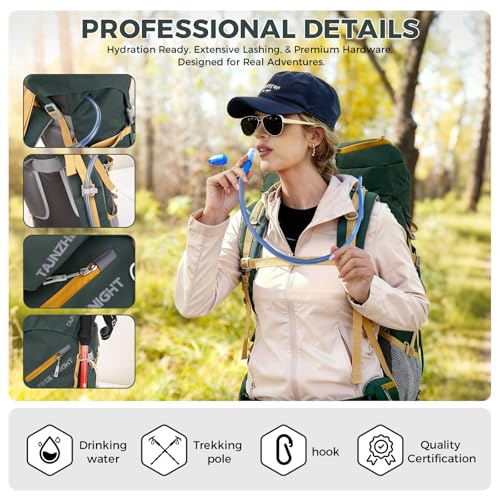Bseash 65L Waterproof Hiking Camping Backpack with Rain Cover, Outdoor Sport Travel Daypack for Climbing Touring (Navy Blue) - color: Navy Blue