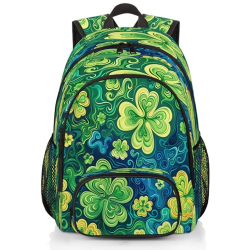 St Patricks Day Laptop Backpack for Women Men, 18.3 Inch Travel Work Backpacks, Lucky Clover Shamrock Waterproof Computer Casual Daypack Nurse Teacher Bags - color: Multicolor 17