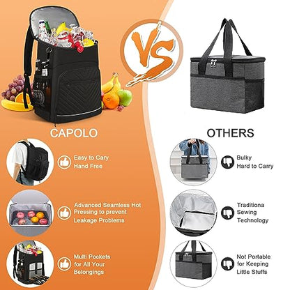 Cooler Backpack Insulated Leakproof Waterproof Backpack Cooler Bag 30/45 Cans, Large Capacity Lightweight Travel Camping Beach Backpack Cooler Ice Chest for Men and Women - color: black, size: 45 Cans
