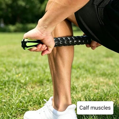 Muscle Roller Stick - A Full-Body Massage Roller that Can Relieve Muscle Soreness, Cramps and Tension After Exercise. It is a Handheld Physical Therapy and Recovery Tool（Black and Green） - color: Green