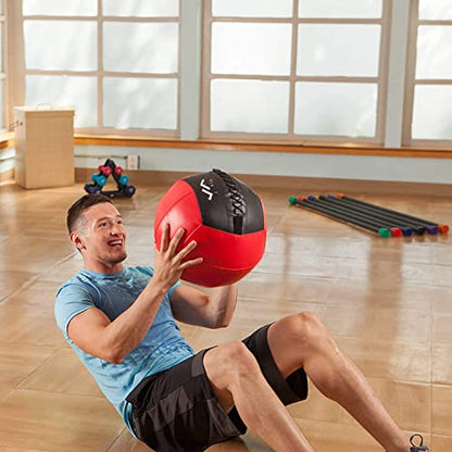 JFit Wall Ball – Premium Soft Weighted Exercise Ball for Strength, Conditioning, Gym & Home Workouts, 4-30 LB - color: Blue/Black, style: 4 LB